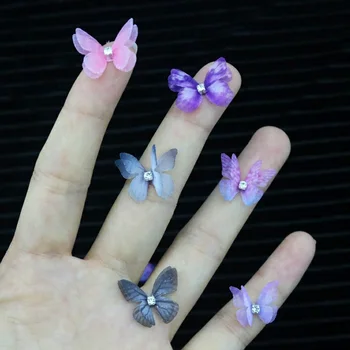 10buc 3D sifon fluture cu dublu strat de aripi vii pânză fluture cu unghii diamond decoratiuni de arta unghiilor unghii accesorii