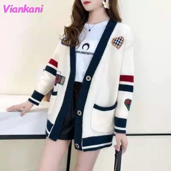 Broderie Cardigan pentru Femei de Moda coreeană Vrac Femei Jachete de Toamna Tricotaje Confortabil Pulover Casual de Îmbrăcăminte pentru Femei 2022 ieftine