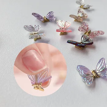 50PCS Zbor de Fluture Unghii Ornament Rasina+Aliaj Aurora Culoare de Primăvară Pixie Leagănă în Mișcare Fluture de Decorare Arta de Unghii #2022