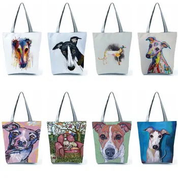 Personalizate, Pictura Ulei Câine Ogar Printuri Geanta Casual Designeri Durabile Eco Cumpărături De Călătorie Sport Femei De Saci De Recipienti Din Plastic Sac