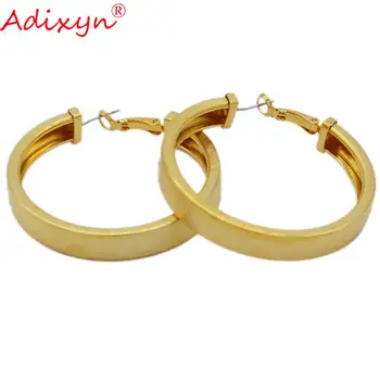 Adixyn cu Diametrul de 5 cm Rotund Gros Crcle cercel de Aur de Culoare Moda Bijuterii Accesorii de Petrecere N11294