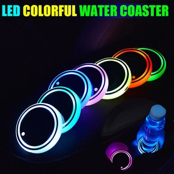 Luminos Mașină de Cana de Apa Coaster Titular 7 Colorat USB de Încărcare cu Led-uri Auto Atmosferă de Lumină pentru Jeep Toyota Subaru, Honda, AUDI, BMW