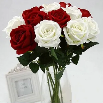 11PCS Romantic Rose Flori Artificiale DIY Roșu de Mătase Albă de Flori False pentru Petrecerea Acasă Decorare Nunta Ziua Îndrăgostiților