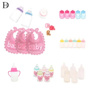 1-9pcs Nou-născutului Baby Doll Biberon Bavete Mini Sticla de Lapte in Miniatura biberon Super Drăguț Sticla de Lapte 1:12 Păpuși Accesorii
