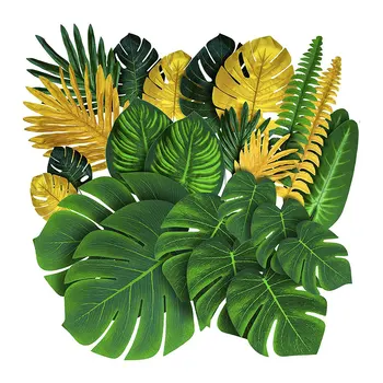 Verde Frunze Artificiale frunze de Palmier de Aur Tropicala Hawaii Frunze de Plaja Petrecere Copil de Dus de Nunta Decoratiuni Ziua de nastere