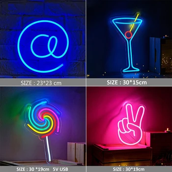 Panou Led Neon Lumina pentru Restaurant Bar Agățat de Perete Decor USB Curcubeu Martini Bar Ornament Lumina de Noapte Semn Personalizat