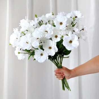 3 Capete Eustoma Fals Flori acasă accesorii decor de Crăciun Decor nunta mariage petrecere flori albe flores artificiales