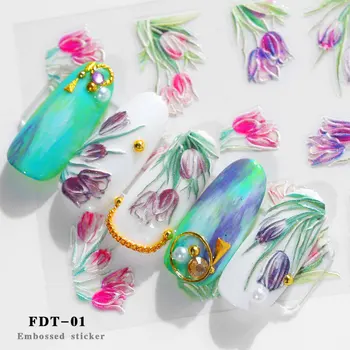 5D 1buc serie de Flori Nail Art Transfer Holografic Modele de Unghii, Autocolante, Decal Decorare Manichiura