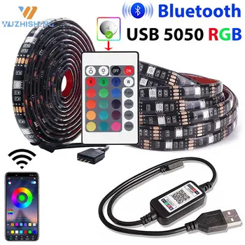 USB Benzi cu LED-uri Bluetooth- & nb 5050 RGB de Control IR Led Murală Chambre Flexibil Lampa de Bandă Diodă pentru Camera TV Lumini de Fundal
