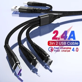 3 În 2 Micro USB de Tip C Încărcător Cablu de La 8-Pin Multi Port Usb Multiple Usb de Încărcare Cablu Usbc date de Sârmă Pentru iPhone 14 13 12 Pro