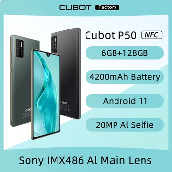 Cubot P50, Smartphone Android, 6GB RAM 128GB ROM, 4200mAh 6.217 inch, NFC 20MP AI Fotografiat Telefoane Mobile celular