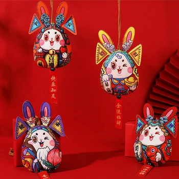 2023 Anul Nou Mascota Iepure Masina De Agatat Ornament Festivalul De Primăvară Din China Bunny Pandantiv De Pluș Umplut Păpuși Perete Mașină De Decor