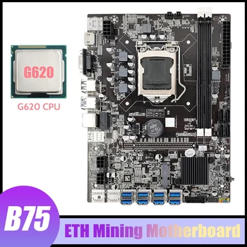 HOT-B75 BTC Mining Placa de baza+CPU G620 LGA1155 8XPCIE să USB3.0 DDR3 Adaptor MSATA B75 USB ETH Miner Placa de baza