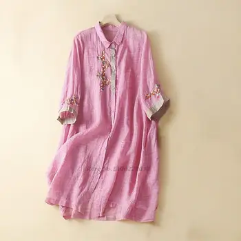 2022 chineză vintage bluza femei tradiționale naționale tricouri floare broderie lenjerie de pat din bumbac bluza oriental tang costum bluza