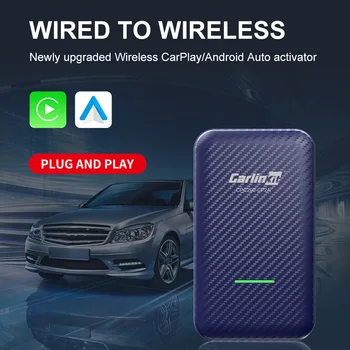 Carlinkit 4.0 pentru Cablu la Wireless CarPlay Adaptor Auto Android Dongle Auto Multimedia Player Activator 2 In 1 OTA On-line Albastru