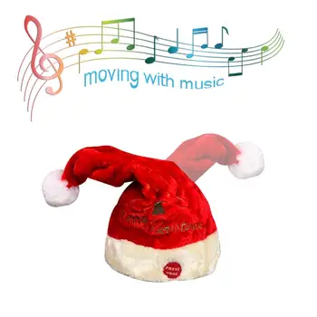 Electric Pălărie De Crăciun Jucărie Roșie De Catifea Brodate Muzică De Crăciun Leagăn Pac Ziua De Crăciun Decor Petrecere De Craciun Cadou