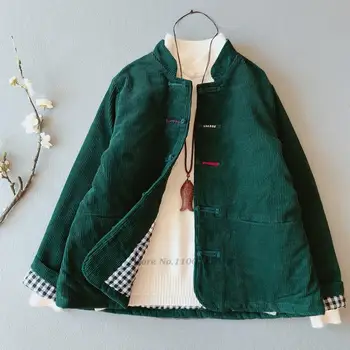 2022 tradițională chineză de catifea îngroșa haina vintage casual hanfu sus chineză tang costum haina național pentru femei sacou captusit