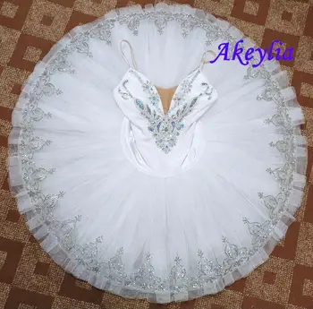 Alb argintiu Balet tutu White Swan clatita rochie pentru fata pre-profesionale costume de scenă tutu de balerină Copil adult BLST20032