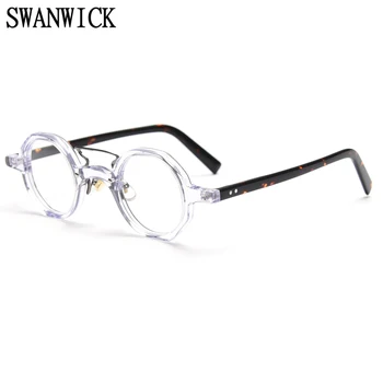 Swanwick epocă acetat de ochelari poligon optic rame de ochelari bărbați rotund ochelari de vedere femei leopard verde de calculator de înaltă calitate