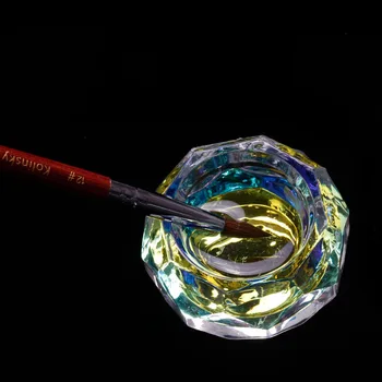 1 buc AB Culoare Unghii Acrilice Lichid Pulbere Dappen Vas Bol de Cristal de Sticlă Ceașcă de Sticlă cu Capac Pentru Nail Art Manichiura Instrumente