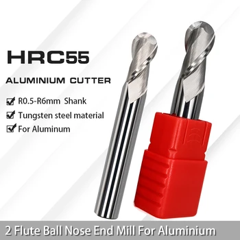 Augusttool HRC55 Minge Nas End Mill Tungsten din Oțel Sprial freze Pentru Metal-Aluminiu-Cupru Raza R1 la R6 Unelte CNC