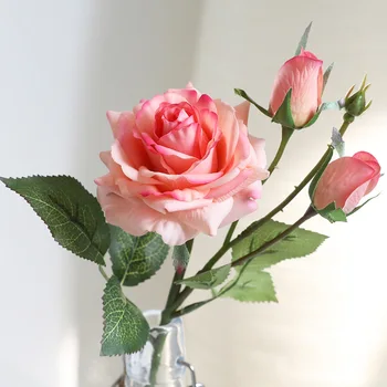 5Pcs de Simulare a Crescut de 1 floare 2 Bud Hidratare Trandafiri Real Touch Flori Artificiale Acasă Decorare Nunta Buchet de Mireasa