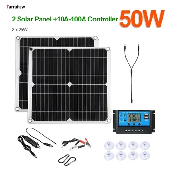 Energia solară Sistem de Generare a energiei Panou Solar de 50W 2 USB 5V/18V DC Portabil în aer liber rezistent la apa Placă de Încărcare Fotovoltaice Kit