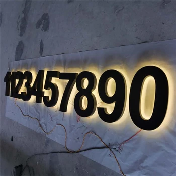 Personalizat-a făcut lumină din spate din oțel inoxidabil numere de casă, shopfront fundal cu LED-uri litere