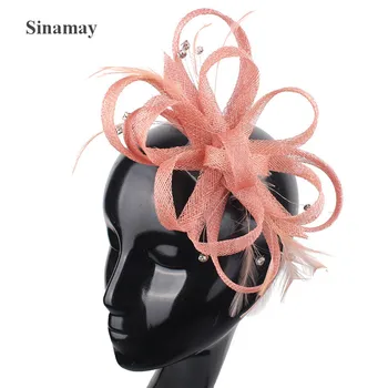 Sinamay Negru, Articole Pentru Acoperirea Capului Femeilor Frizură Elegant Ac De Păr Fascinator Pălărie Fantezie Pene De Păr Accesorii Pentru Partid Cina Pălării