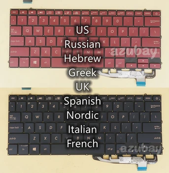NE rusă, ebraică, greacă din marea BRITANIE spaniolă Nordic SD italiană franceză Tastatura pentru ASUS ZenBook S UX391FA UX391UA 0KNB0-2609US00, cu iluminare din spate