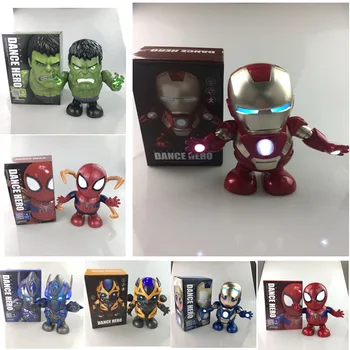New Avengers 19cm Dans Cântând Iron Man, Spider Man Jucărie Interactiv de Muzică de Acțiune Figura Model de Figurina de Cadouri de Crăciun Pentru Copii