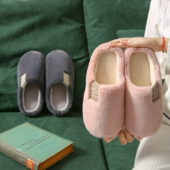 JaneTroides Bumbac Pentru Bărbați De Iarnă Papuci De Interior Cuplu Dormitor Rece-Dovada Pantofi Casual Cuplu De Pluș Confortabil Om Cald Încălțăminte