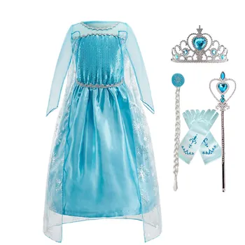 Copii Rochie de Printesa Pentru Fete Frozen Elsa Snow Queen Haine pentru Copii de Halloween Cosplay Costum Copil Petrecere Dantela Vestidos 3-10Y