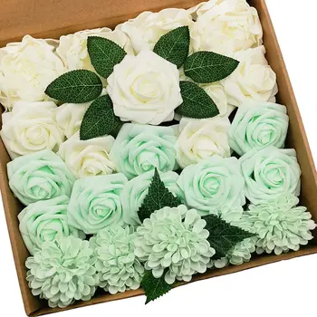 Mefier Casă Flori Artificiale Combinate Delicat de Menta Verde Amestecat cu Flori Stem pentru DIY Buchete de Nunta Petrecere Acasă Decoratios