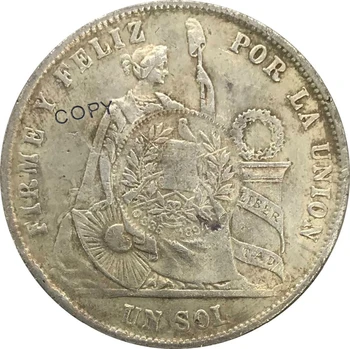 1871 Guatemala 1 Peso 1/2 Real De Cupru Si Nichel Placat Cu Argint Colecție Copia Fisei