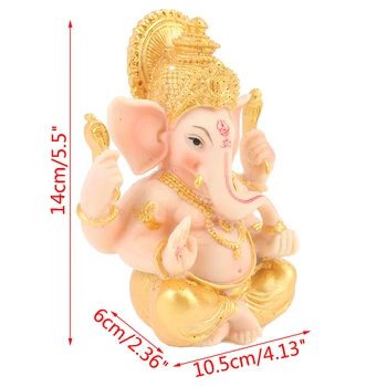 1 BUC de Aur Lord Ganesha Statuie a lui Buddha Elefant Dumnezeu Sculpturi Ganesh Figurine Mobilier Acasă Decor Ornamente Figurine de Rasina