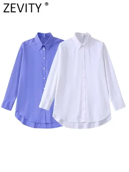 Zevity de Moda pentru Femei Culoare Solidă Singur Pieptul Liber Poplin Halat Bluza Feminin Înapoi Butoanele Cămașă de Afaceri Blusas Topuri LS1674