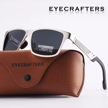Eyecrafters Designer de Bărbați Aluminiu Polarizat ochelari de Soare Retro de Epocă Pătrat Ochelari de Mens de Conducere Oglindă Ochelari de Soare SilvBla