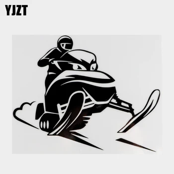 YJZT Snowmobil Rider Vinil caroserie Autocolante Funny Car Styling Fereastra Accesorii, Negru/Argintiu C31-0520