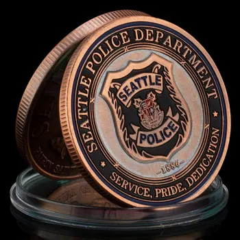 Statele unite Departamentul de Poliție din Seattle Suvenir Bronz Placat cu Moneda Patron de Aplicare a Legii SF.Michael Moneda