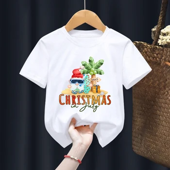 De Vară pentru copii T-shirt Moș Crăciun În luna iulie Imprimare Haine Casual Top Confortabil de Crăciun În iulie Tumblr Îmbrăcăminte pentru Copii