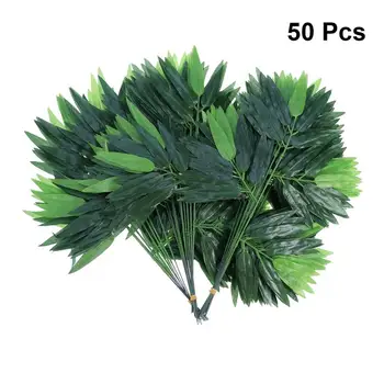 50pcs Artificial Verde, Frunze de Bambus Fals Plante Verzi Verdeață Frunze Pentru Casa Hotel Birou Mic de Bambus, Frunze Decor