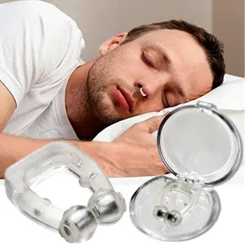 4buc de Silicon Anti Magnetic Sforăi Opri Sforăit Respirație Apnee Garda de Noapte Dispozitiv cu Cazul Clip Nas de Somn Tava de Dormit Ajutor