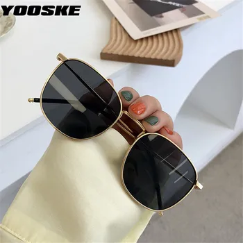 YOOSKE Moda anilor ' 90 ochelari de Soare Vintage Marca Deisgner de Metal Pătrat ochelari de Soare Femei Barbati Retro Ochelari Negri Nuante UV400