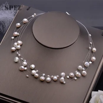 Naturale De Apă Dulce Pearl Colier Pentru Femei În Stil Baroc Pearl Stratificat Colier Moda Bijuterii Placat Cu Aur Accesorii Incuietoare 2021