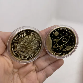 Placat cu aur Comemorative Crypto Monedă Lumen Stelare XRP Digital Rapid Micropayment Moneda Cryptocurrency Colectie Mare Gif