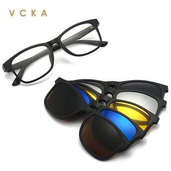 VCKA Dual-scop Magnetic Maneca Oglindă Cinci-în-unu Interschimbabile Polarizat ochelari de Soare Barbati si Femei de Moda Dublu-strat