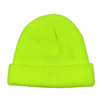 Scurt, Simplu Încătușat Pălărie Căciuli Femei Bărbați De Iarnă Knit Skull Cap Hip Hop Streetwear Neon Galben Neon Portocaliu Luminos Verde