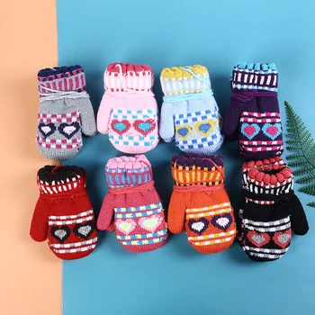 New Sosire Iarna pentru Copii Baieti Fete Crăciun Mănuși Tricotate Cald Coarda Deget Plin Mănuși cu un deget Mănuși Pentru Copii de 5-10 Copii Mănuși