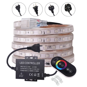 110V 220V LED Strip Lumina RGB 5050 60LED/M la Distanță de Control Full Touch Kit rezistent la apa cu LED-uri Panglică Decor Acasă UE NE-a UNIT AU Kituri